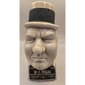 Vintage WC Fields  Kentucky Straight Bourbon Whiskey Decanter Labled, 86 Proof